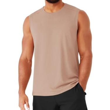 Imagem de Runcati Camiseta regata masculina sem mangas, atlética, academia, treinamento muscular, fitness, Caqui, GG