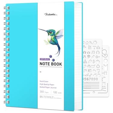 Imagem de HIUKOOKA Caderno pontilhado B5 espiral - caderno de 300 páginas B5 pontilhado espiral, caderno de capa dura 19 x 26 cm, caderno de papel grosso de 100 g/m² para escola, estudo, reunião (azul)
