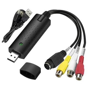 Imagem de YUANLY Conversor VHS para digital, placa de captura de vídeo USB 2.0 dispositivo de cartão de captura de áudio e vídeo antigo VHS Mini DV Hi8 DVD VCR para conversor digital para Mac, compatível com PC