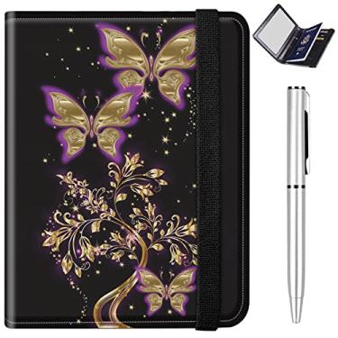 Imagem de Combo de porta-cartões de passaporte e vacina com bloqueio RFID, capa carteira de couro para viagem com compartimento para cartão de crédito com compartimento protetor para cartão de vacinação,