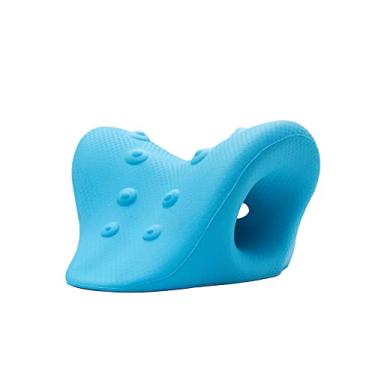 Imagem de Maca de pescoço, pescoço e ombro relaxante, dispositivo de tração cervical para alívio da dor ATM e alinhamento da coluna cervical, maca de pescoço para travesseiro quiropraxia (azul)