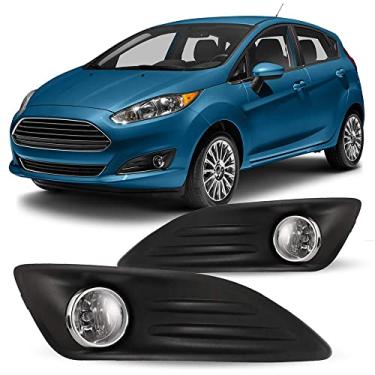 Imagem de Winjet Kit de farol de neblina WJ30-0390-09 com fiação, interruptor e relé cromado, lente transparente, bisel preto para Ford Fiesta 2014-2017