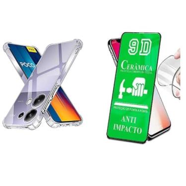 Imagem de Kit Capa Capinha Anti Impacto + Película Ceramica 9D Para Xiaomi Poco M6 Pro 4G