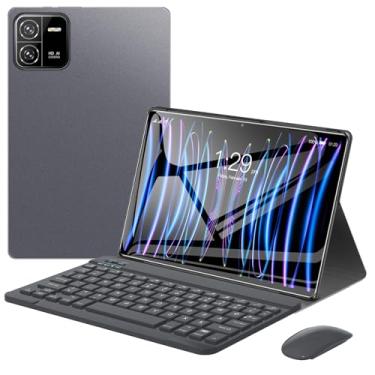 Imagem de 3 em 1 Tablet, 10.1 Polegada,com Capa/Teclado/Mouse, 1920×1200 Tela,Octa-Core,12GB RAM+512GB ROM,Câmera de 16MP + 32MP,Android 13,WiFi 2.4/5G,Bluetooth,GPS,Bateria de 8000mAh,Versão WiFi (Cinza)