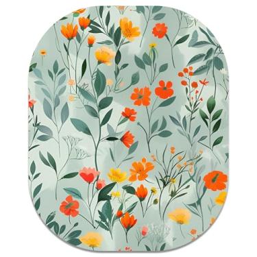 Imagem de Atufsuat Mouse pad pequeno, 15 x 17 cm, mini mouse pad oval com base de borracha antiderrapante para laptop, mouse sem fio, bandeja de teclado, mouse pad, flores e plantas coloridas