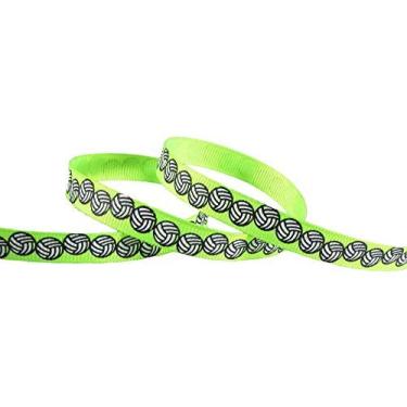 Imagem de Fita de voleibol para artesanato – Fita de gorgorão Q-YO de 3/20.3 cm-3.8 cm de vôleibol/softbol/futebol para arcos de torcida, uniforme de equipe, costura e mais (10 m 3/20.3 cm vôlei, verde neon)