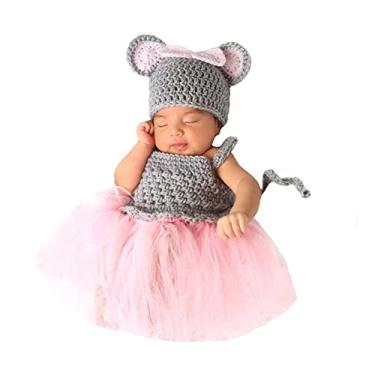 Imagem de CUTEBBPHOTO Roupas de fotografia para recém-nascidos, vestido tutu com foto de bebê, macacão para sessão de fotos para recém-nascidos, roupa de renda, Cinza 5, 0-3 Meses