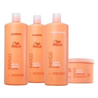 Imagem de Kit Wella Nutri-Enrich Shampoo 1L, Shampoo 1L, Condicionador 1L, Máscara de Nutrição 500g