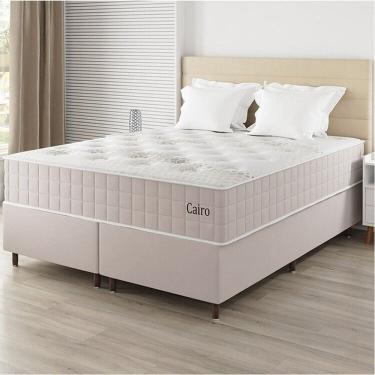 Imagem de Conjunto Colchão Mola Ensacada e Base Box Queen 67x158x198cm Cairo Yescasa Creme