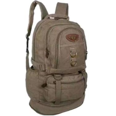 Imagem de mochila de lona 60L kvn reforçada fundo expansivo, Marrom