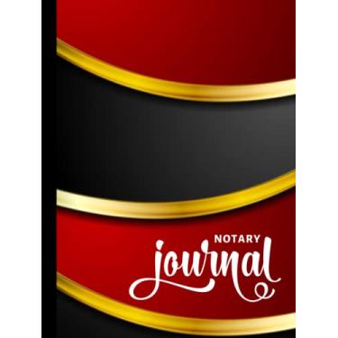 Imagem de Hardcover Notary Journal: 8.5x11 Large Notarial Logbook/With 200 Numbered Pages - Two Record Logs Per Page / 400 Records/Ledger Book Gift For Signing Agents/Black Gold Red Burgundy 3D Curve Art