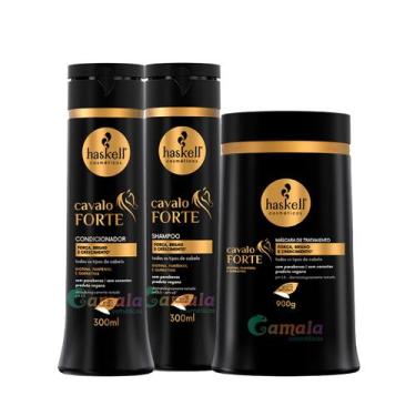 Imagem de Kit Haskell Cavalo Forte Shampoo Condicionador 300 Masc 900