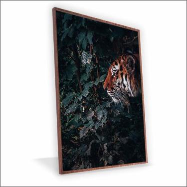 Imagem de Quadro Tigre Canvas Sem Vidro - Center Molduras, 20x30 Filete, Madeira