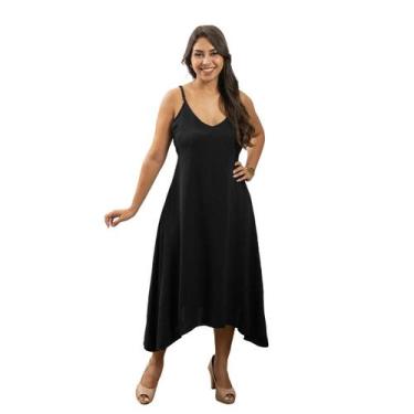 Imagem de Vestido Midi Solto Alça Fina Regulavel Viscose Duna De Bico - 40 Graus