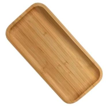 Imagem de Bandeja De Bambu Retangular 28Cm Lavabo Decorativa Café - MEK
