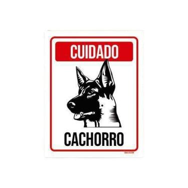Imagem de Placa Cuidado Cachotto Pastor Alemão 27X35 - Sinalizo, Dupla face, Dup