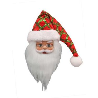 Imagem de Papai Noel Rosto Pequeno Vermelho/Verde Decoração Natal 20cm - Zona Li