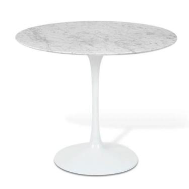 Imagem de Mesa Saarinen Redonda Carrara 90cm - Base Branca - mgsaarinen