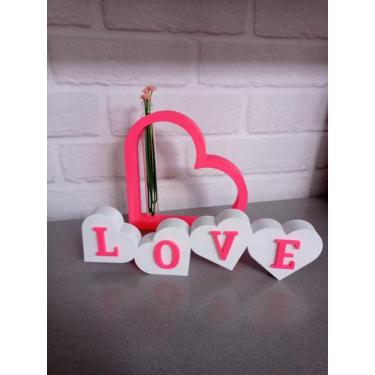 Imagem de Love Conjunto Decorativo Coração e Letreiro - Sttark