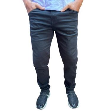 Imagem de calça masculina preta varias cores basica sarja c/elastano jeans skinn