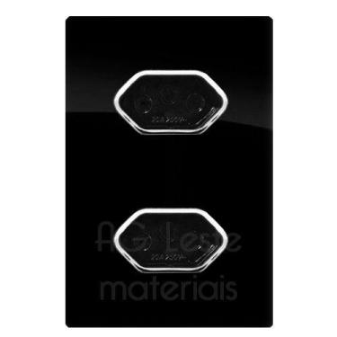 Imagem de Cj tomada dupla 20a com suporte 4x2 - dicompel novara preto brilhante 