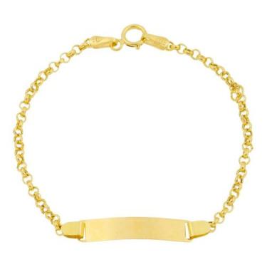 Imagem de Pulseira Infantil Com Chapinha Ouro 18k Unissex - ThiLe Jóias, 14.5 cm
