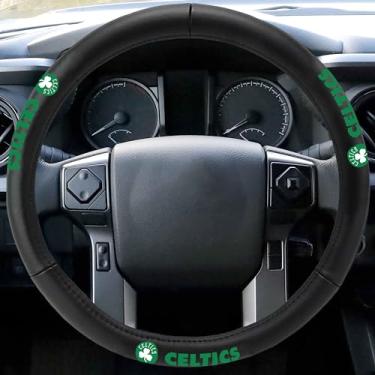 Imagem de NBA – Capa de volante Boston Celtics GLSTEERCOVER-Boston Celtics de couro genuíno