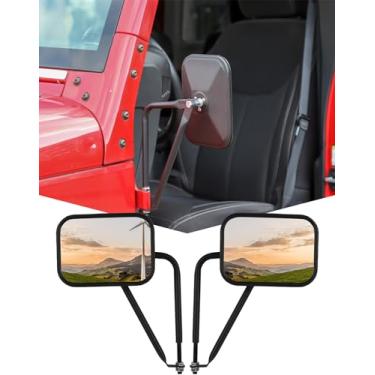 Imagem de JeCar Espelhos laterais quadrados sem porta retrovisores de liberação rápida para Jeep Wrangler CJ YJ TJ JK JL e Unlimited, preto texturizado