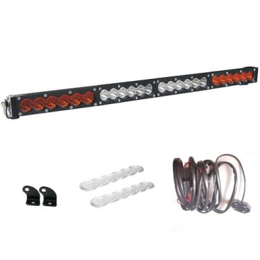 Imagem de Angel ma Barra de luz LED reta de duas cores, 63,5 cm, 120 W, barra de luz off-road, branca, âmbar, amarelo, holofote de LED, luz de mergulho, luz de trabalho off-road para dirigir neblina de trabalho, SUV 4x4 Fiação