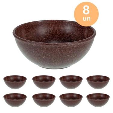 Imagem de 8un TIGELA 500ml BOWL CUMBUCA VASILHA CALDO MARROM ESCURO - Evo