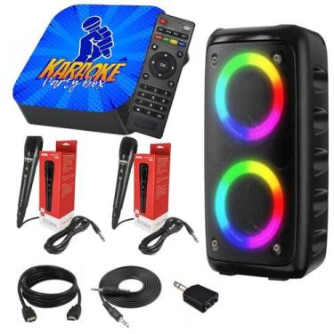 Imagem de Karaoke Party Box 1000 Músicas + Caixa Som + 2 Microfones - Karaokê Pa