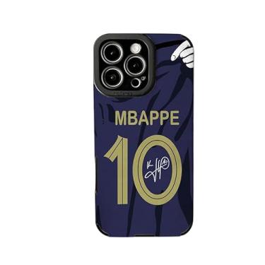 Imagem de Slrioks Capa de telefone Mbappe Jersey Capa de futebol criativa para iPhone 16 Pro, couro sintético macio fino à prova de choque