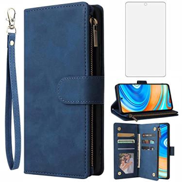 Imagem de Asuwish Compatível com Xiaomi Redmi Note 9 Pro/Note 9s/Note9 Pro Max/Poco M2 Pro, capa protetora de tela de vidro temperado, capa flip, porta-cartões, capas para celular Redme Note9S Note9Pro 4G Azul