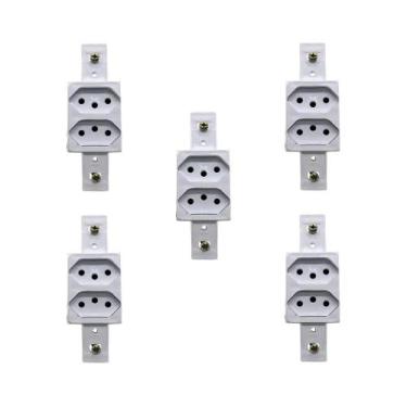Imagem de Kit 5 Módulo Tomada Dupla 10A 250V Face Branco Transmóbil - Schneider