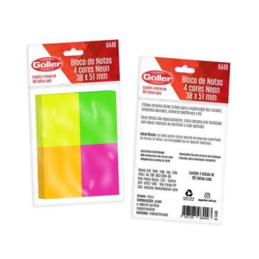 Imagem de Kit Post It 4 Blocos Cores Neon 100 folhas cada - Göller