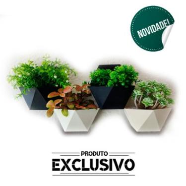 Imagem de Kit 4 Vasos Decorativos De Parede Suculentas Jardim Vertical - Marxgre