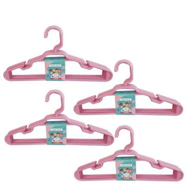 Imagem de Kit 20 Cabides Infantil Plástico Reforçado 28x14cm Rosa Trioplast - 12