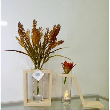 Imagem de Vaso em Mdf com vidro marfim para flores e arranjos naturais e artific