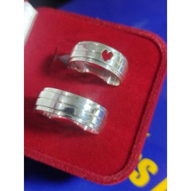 Imagem de Alianças Compromisso, Namoro Com Coração Amor Prata 950 Com 7 mm