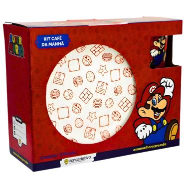 Imagem de Kit Café Da Manhã Caneca Bowl Cerâmica Mario Zona Criativa