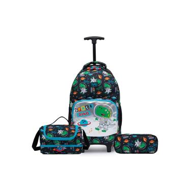 Imagem de Infantil - Kit Escolar Mochila De Rodinha Dino Reforçada  menino