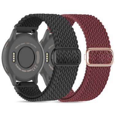 Imagem de Folavii Pulseiras de relógio de nylon trançado de 18 mm compatíveis com Garmin Venu 2S/Venu 3S/Vivoactive 4S/Vivomove 3S/Forerunner 255S, pulseira de tecido elástico macio de liberação rápida Solo