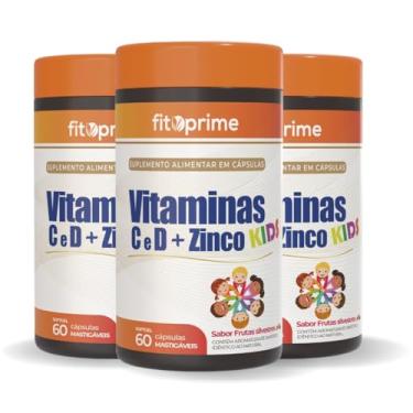 Imagem de KIT3 Vitamina C e D + Zinco Kids Mastigável 60 Cápsulas