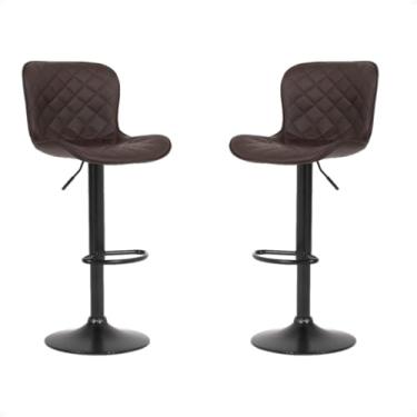 Imagem de Banqueta Giratoria Alta para Cozinha Bar Balcao OS50 Cor Marrom Kit com 2 Unidades