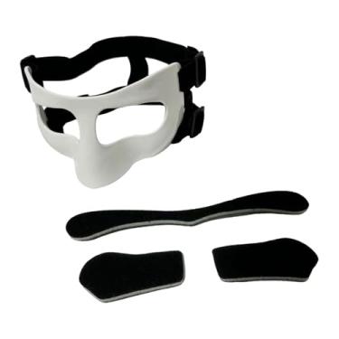 Imagem de Vaveren Máscara de basquete Capa protetora facial Peças Equipamentos Brancos Suprimentos Proteção de proteção nasal para futebol Homens Esportes Softball, com Almofadas
