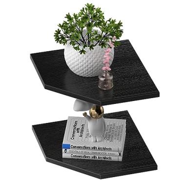 Imagem de JJL Prateleira de canto de parede, conjunto de 2 prateleiras de canto flutuante para armazenamento de parede, fácil de montar, prateleiras de canto para decoração de quarto de menino adolescente,