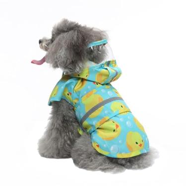 Imagem de IOICYBF Capa de chuva para cães, com capuz, poncho refletivo, ajustável, impermeável, leve, para cães, pato, GG