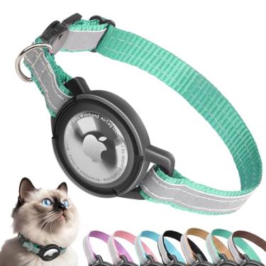 Imagem de Coleira Airtag para gatos Breakaway, coleiras refletivas Odokele com suporte para Apple Air Tag para gatinhos, coleira ajustável com fivela de liberação rápida de segurança para gatinhos e filhotes