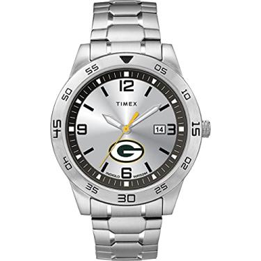 Imagem de Timex Tribute Relógio masculino Citation 42 mm Quartzo com pulseira de aço inoxidável, Green Bay Packers, One Size, Relógio de quartzo