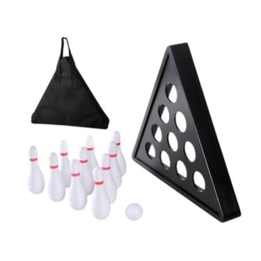 Imagem de menolana Conjunto de pinos de boliche para mesa, shuffleboard, jogo de boliche com bolsa de armazenamento, brinquedo interno para crianças, meninos, meninas,